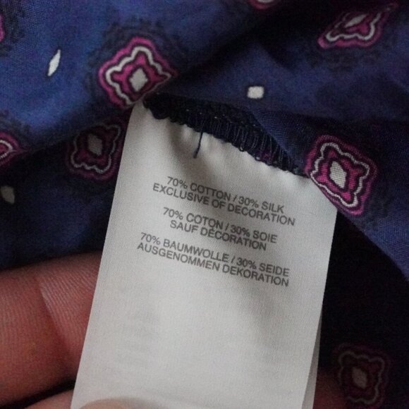 J Crew Silk Blend Embroidered Printed Button Bell Sleeve Top Womens 6 - Picture 6 of 11